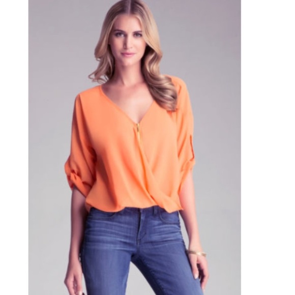 Bebe Twisted front zipper draped blouse 🌸 - Picture 2 of 2